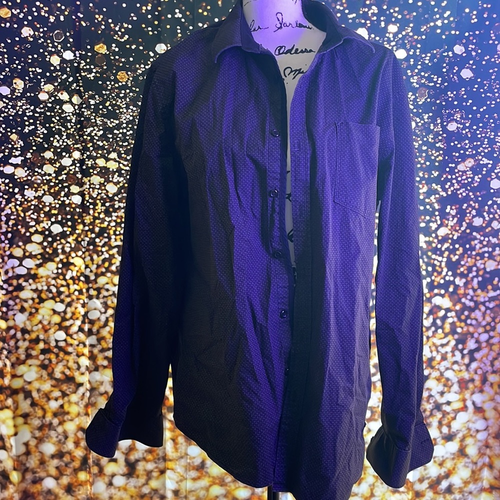 GBG mens long sleeve dark grey with design dress shirt